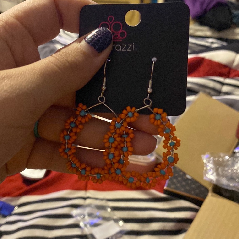 Blue and Orange Earrings